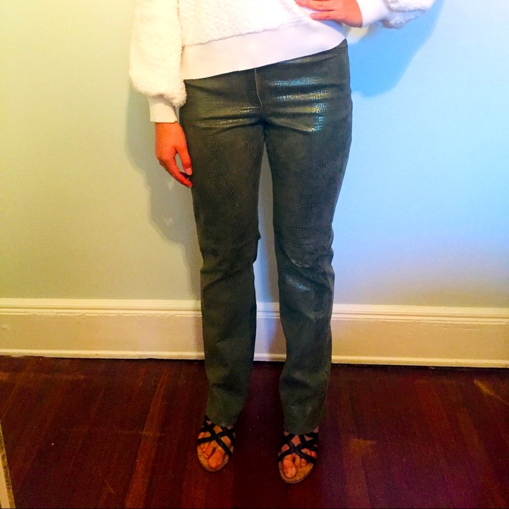 Fabulous green genuine leather jeans!